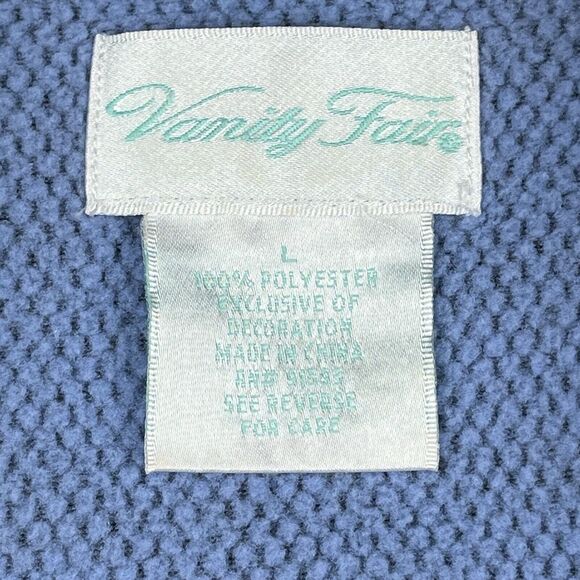 Vintage 70s Vanity Fair Robe Blue Gray Long House Coat Nightgown Full Zip Large - Picture 4 of 11